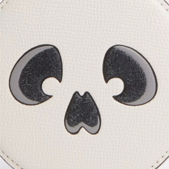 Coach Halloween Skull Coin Card Case in Chalk White Crossgrain Leather NWT - Picture 8 of 10
